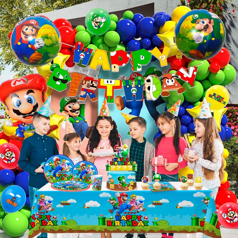 Super Mario Party Decoration Birthday Supplies Balloons Plates