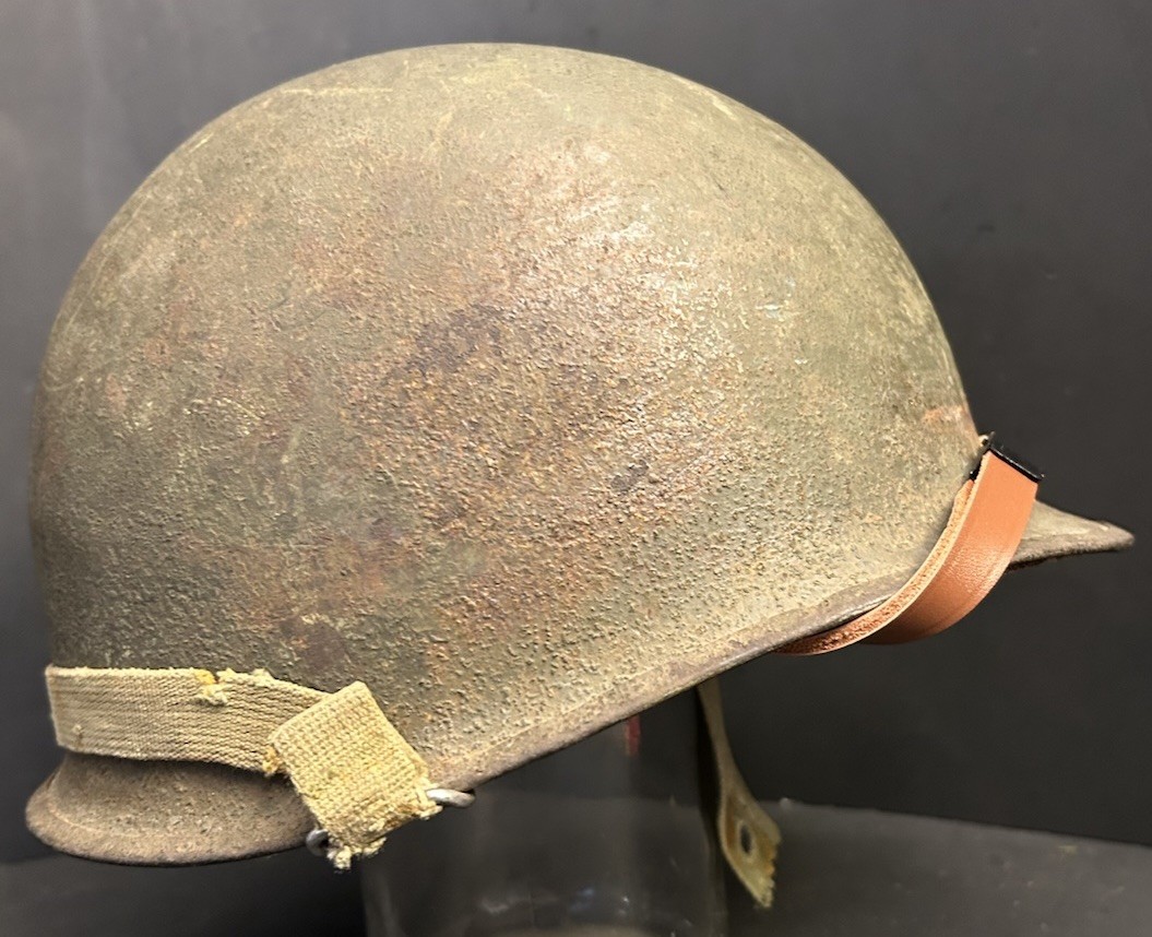 ORIGINAL PAINT 1944 WWII McCord M1 Steel Helmet w/Liner Rear Seam Swivel Bale