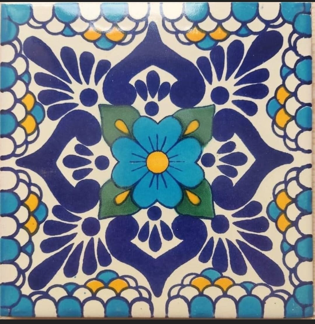 C#116) MEXICAN TILES CERAMIC HAND MADE SPANISH INFLUENCE TALAVERA MOSAIC ART