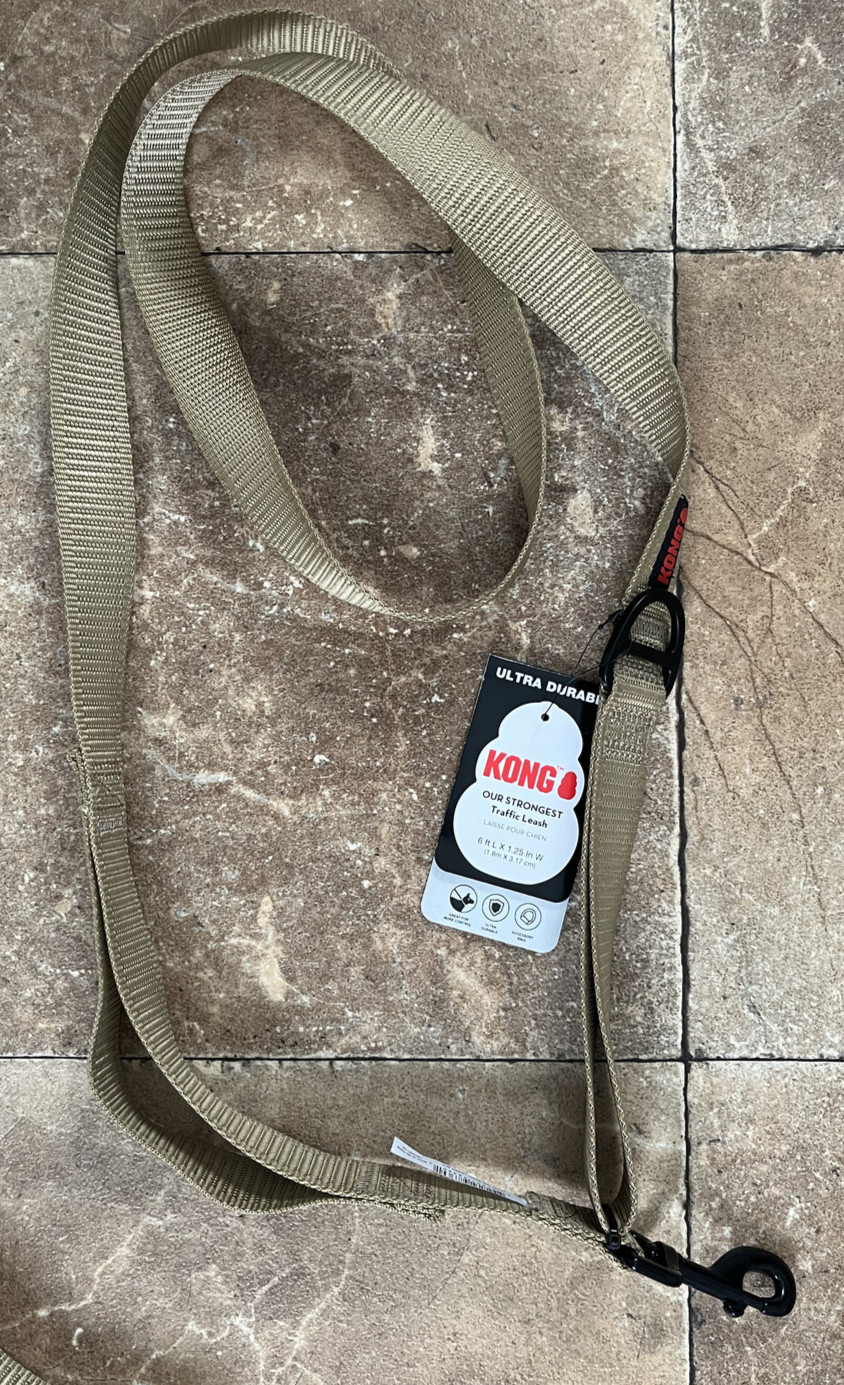 Durable KONG Leash, 6 Foot Traffic Leash Tan New  Free Shipping!