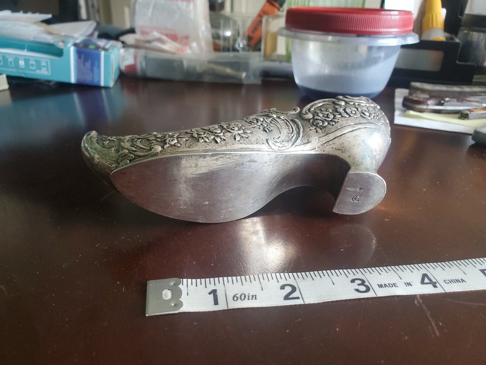 RARE ANTIQUE VICTORIAN SOLID STERLING SILVER SHOE PIN FIGURINE LONDON