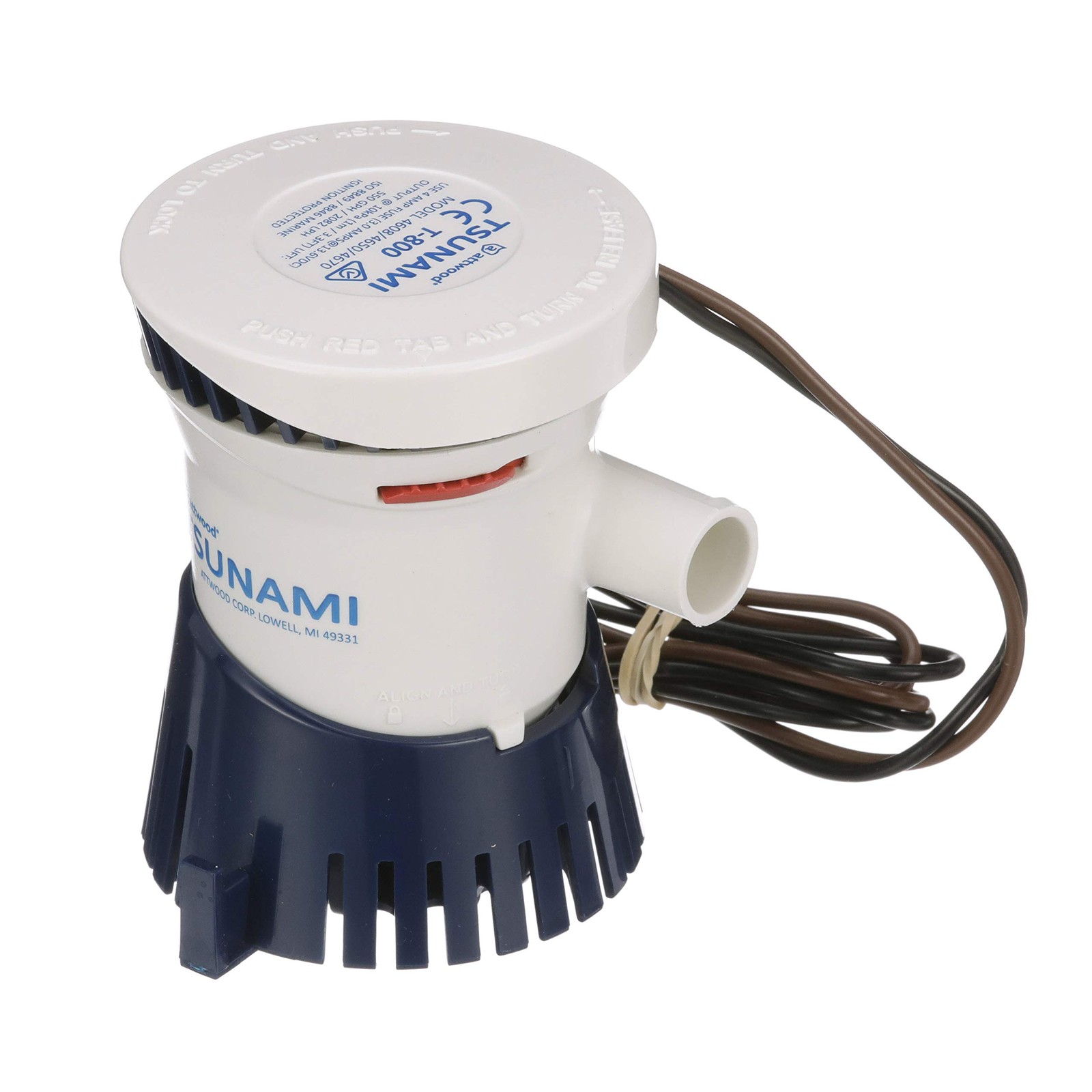 Attwood 4608-7 Tsunami T800 Bilge Pump, 800 GPH, 12-Volt, Barbed ¾-Inch Diameter