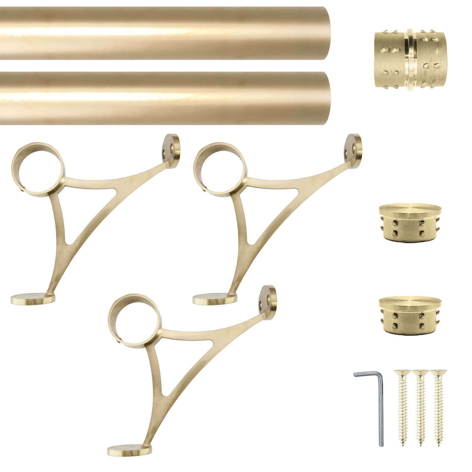 Satin Gold Finish 2" OD Stainless Steel Combination Bar Mount Foot Rail Kit