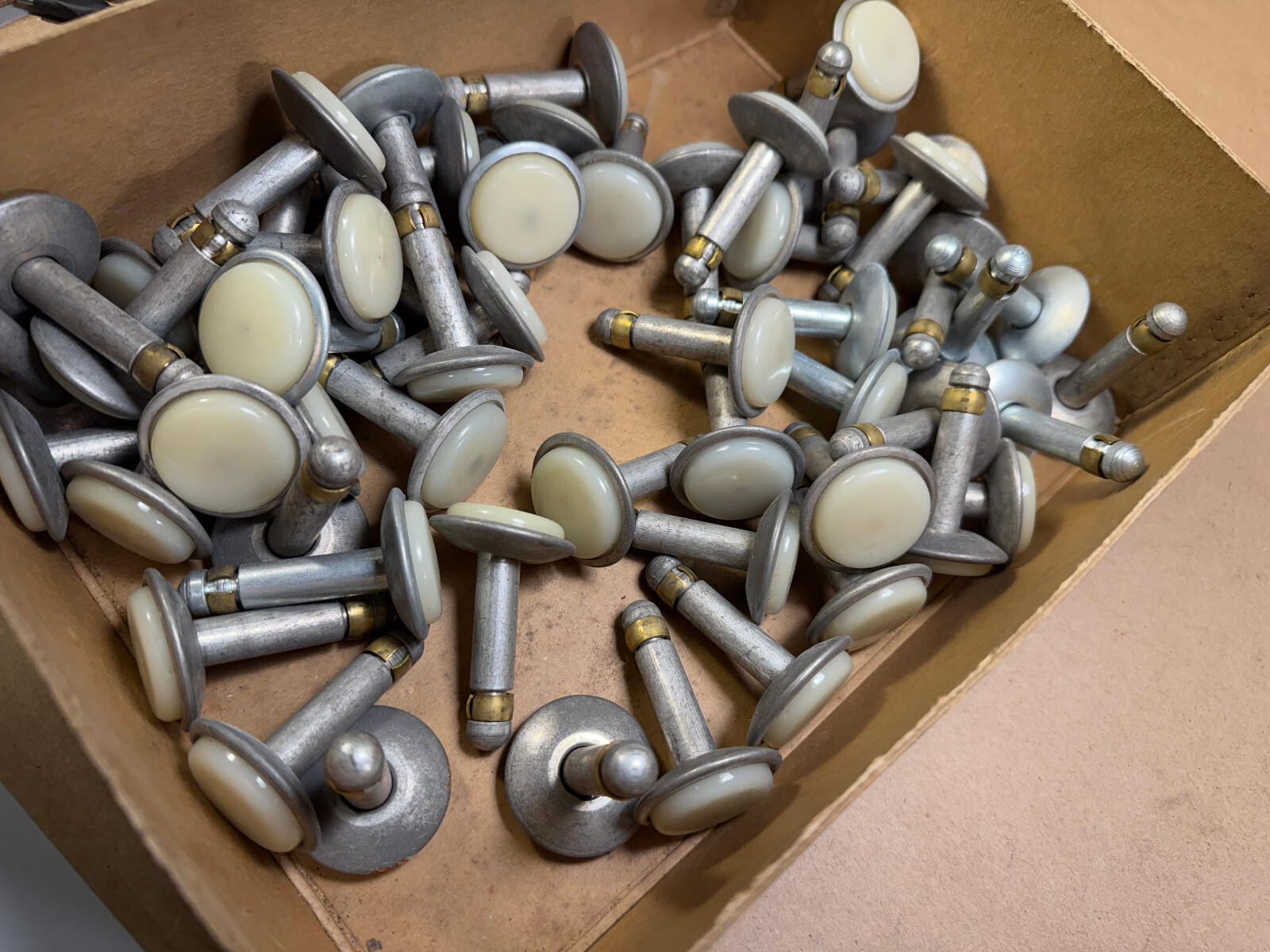 Lot of 4 Vintage Mid Century Large Swivel Glides Metal for Table Chair Legs MCM