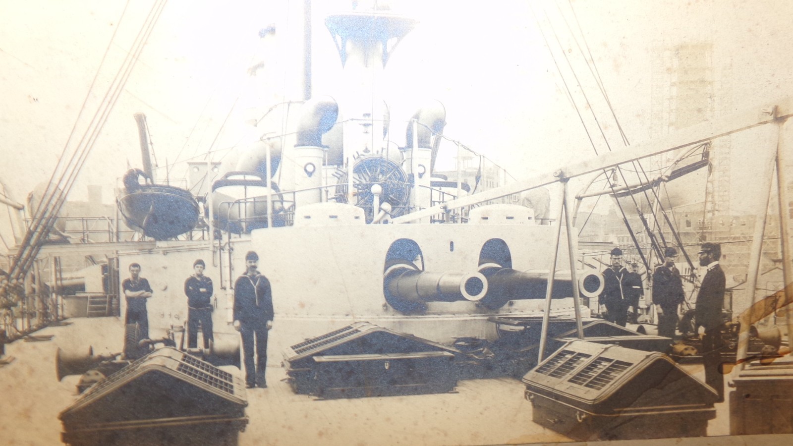 Militaria Battleship Spanish-Amer War 1898 Cabinet Card Photo Velox Chemical Co