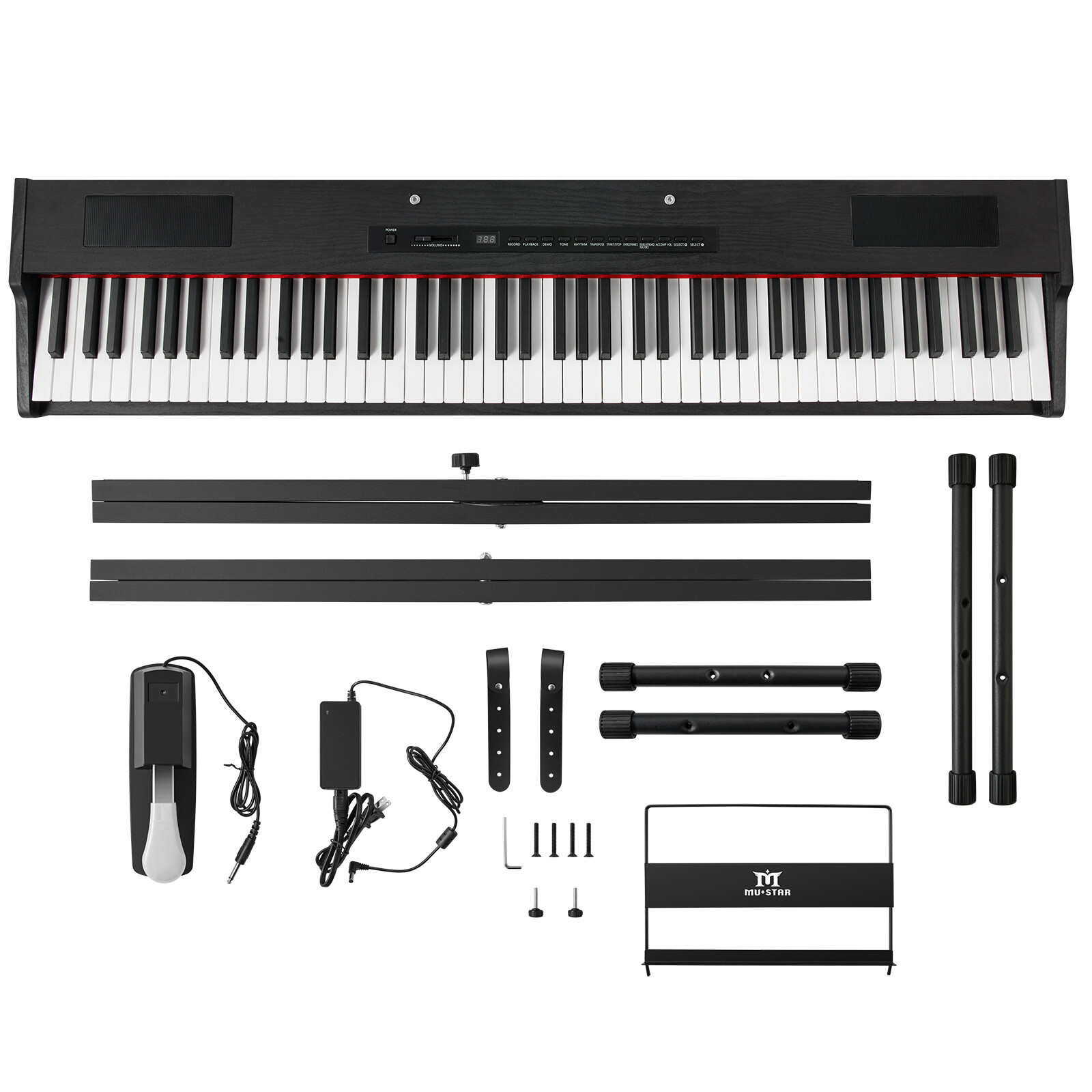 Black 88Key Full Weighted Hammer Action Digital Piano Keyboard w/Pedal,Stand,Bag