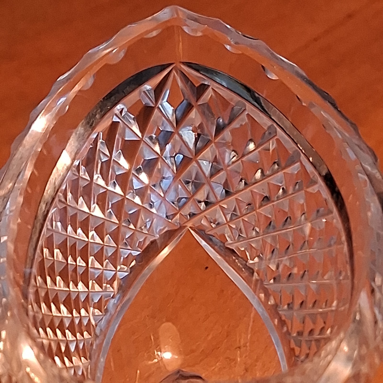 Antique ANGLO IRISH Crystal Georgian NAVETTE GLASS SALTER DISH