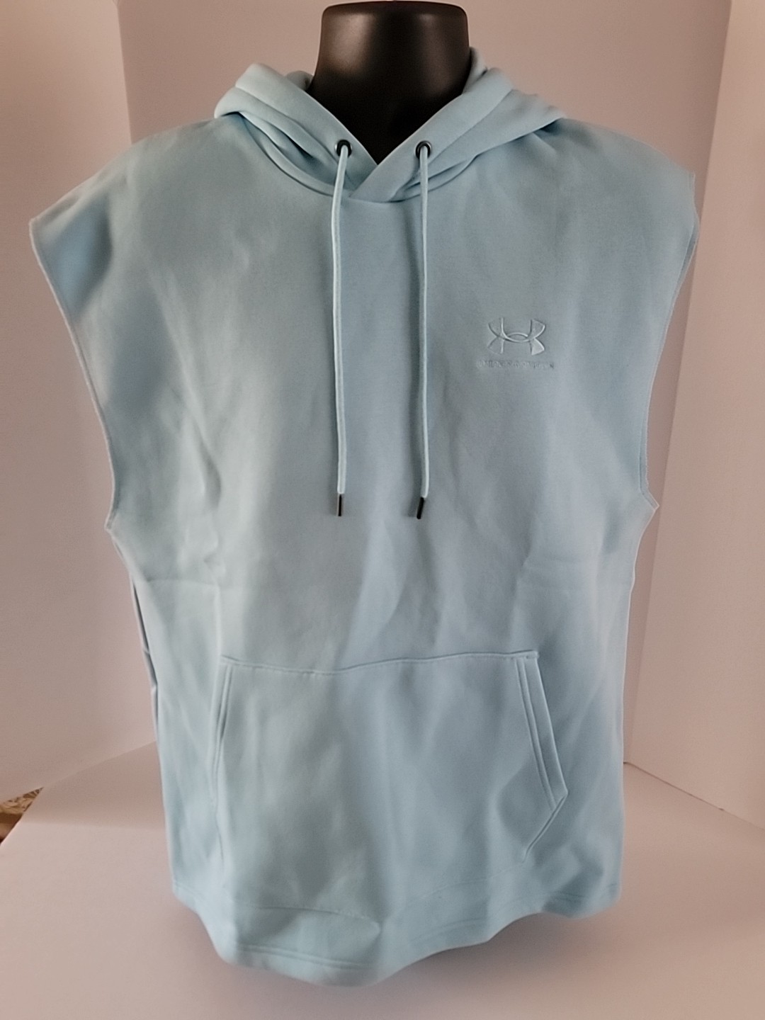 New Under Armour Mens Icon Fleece LG Sleeveless Hoodie Blue