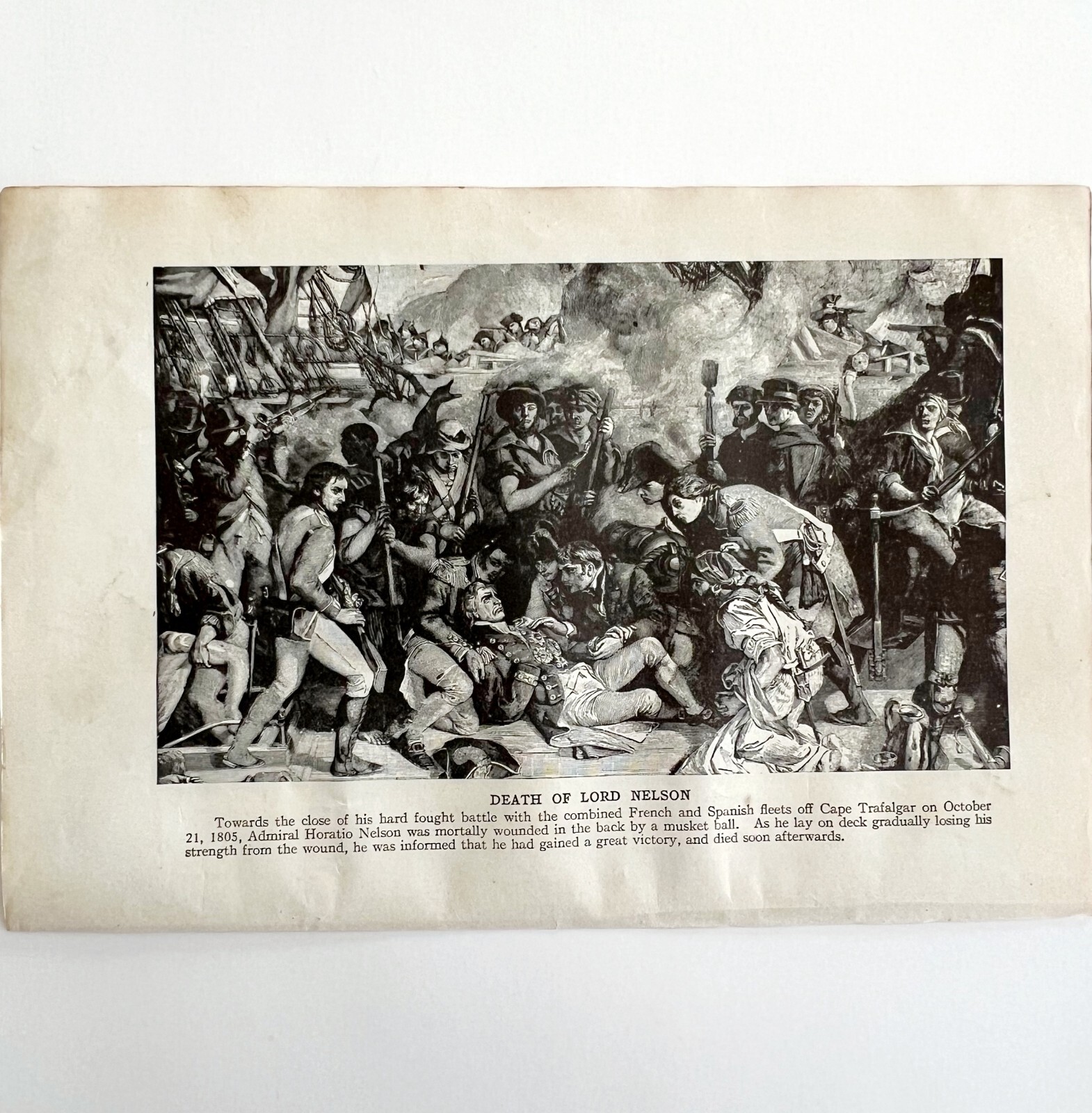 1914 Death of Lord Nelson Trafalgar 1805 Art Print Antique Military Collectible