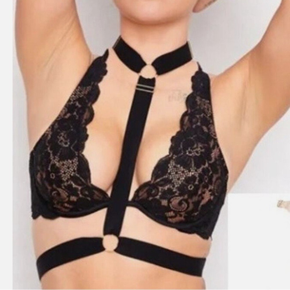 NWT HAH X Free People Strapped in Harness OS Black Lingerie Garter XS S M L XL