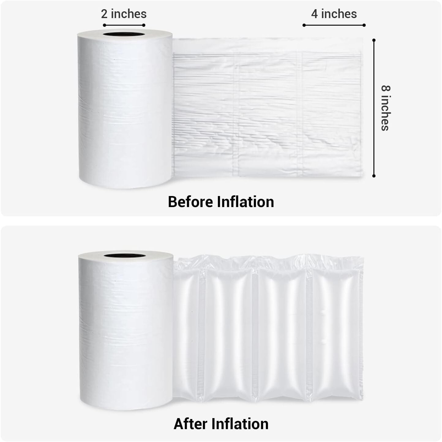 2 Pack Air Pillow Film Bubble Cushion Roll Wrap Packaging 3000pc 984ft x 4" x 8"