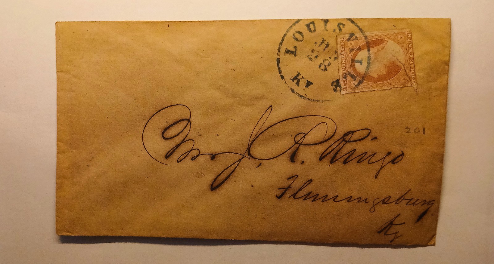 🏴‍☠️ 1851 #10-11 Washington Fancy Cover- Louisville KY Blue Cancel