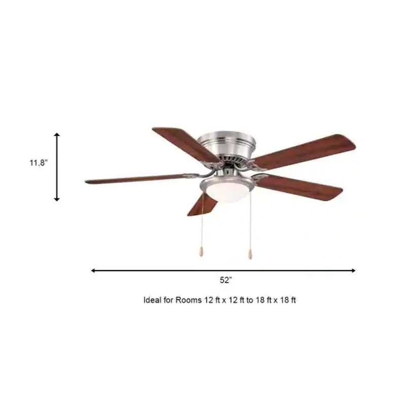 NEW Hugger 52 In. LED Indoor Brushed Nickel Ceiling Fan With Light Kit