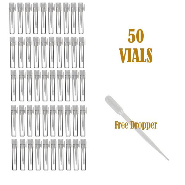 1ml Glass Perfume Sample Vials, 1 ml Small Bottles 8X35 mm Vials, Stick-On