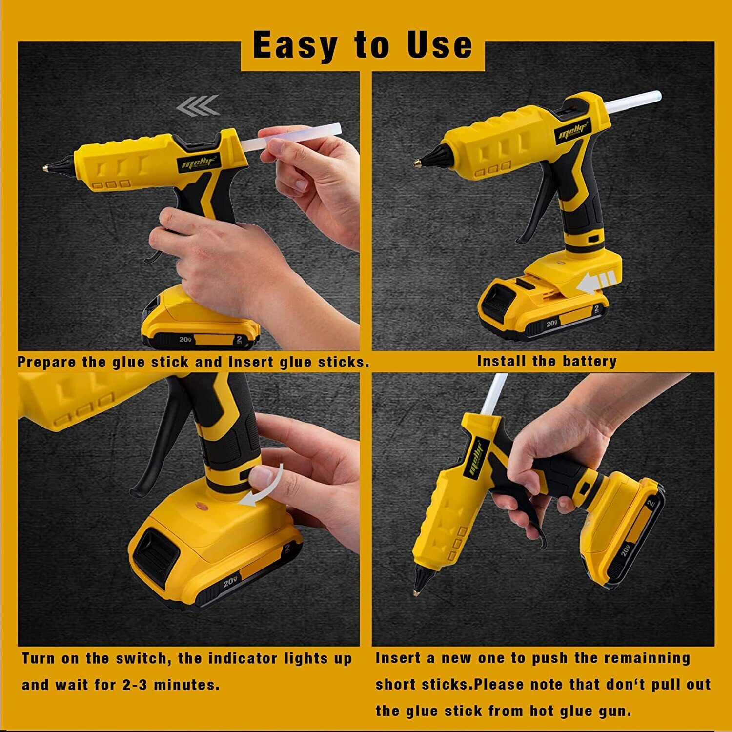 Mellif 100W Cordless Hot Glue Gun for dewalt 20V Max Battery (NOT Included)