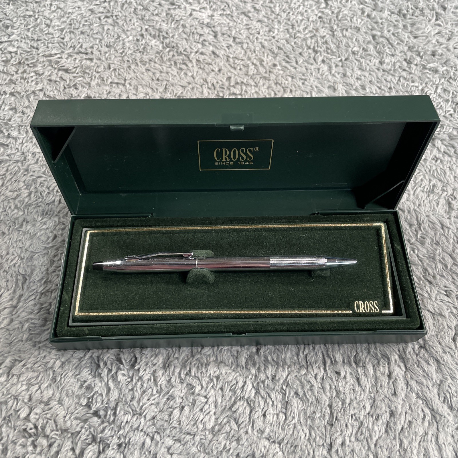 Vintage Cross Century 3502 Ballpoint Pen Chrome New Made In USA W/ Box & Manual