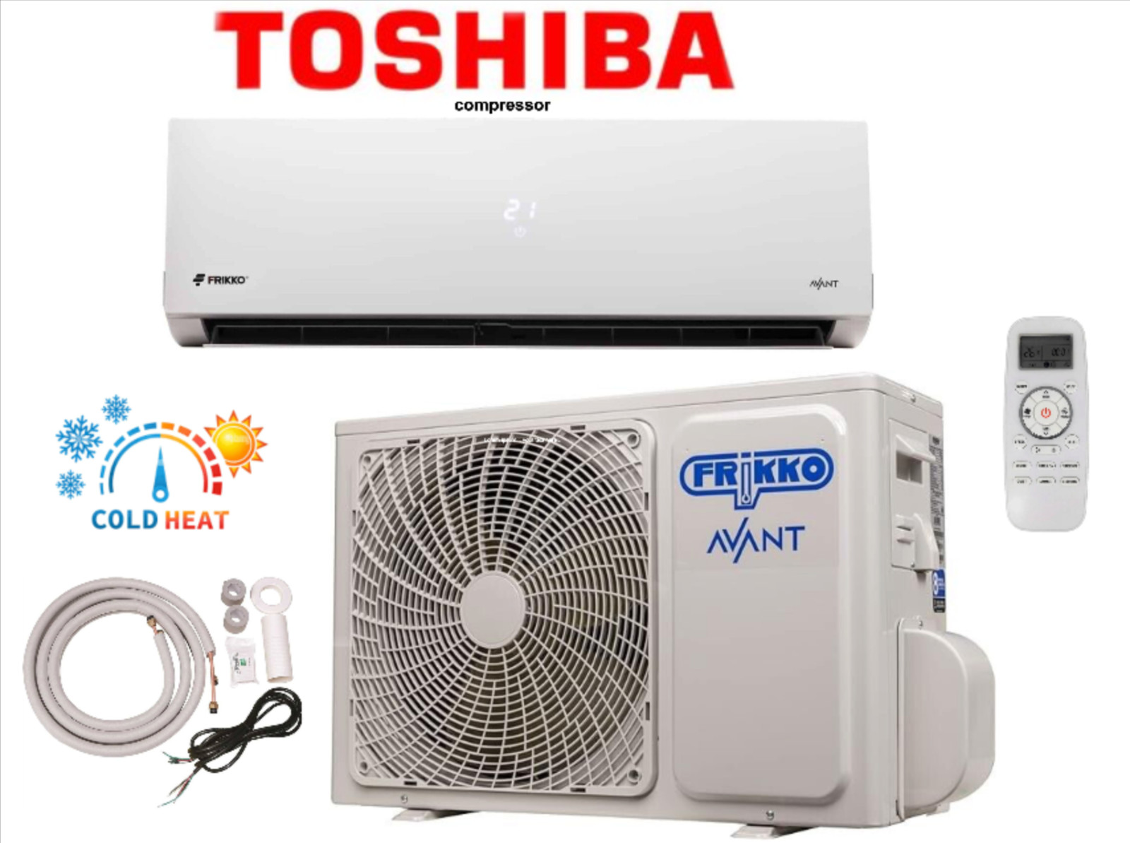 12,000 BTU Ductless Mini Split Air Conditioner, Heat Pump 110V 1 Ton W/Kit