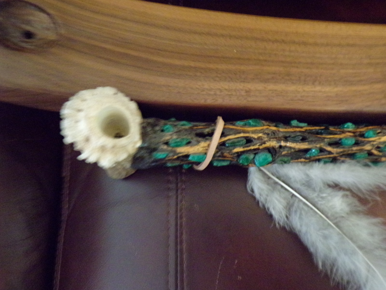 American Indian PEACE PIPE Authentic Native Tribal Ceremonial CACTUS & Turquoise