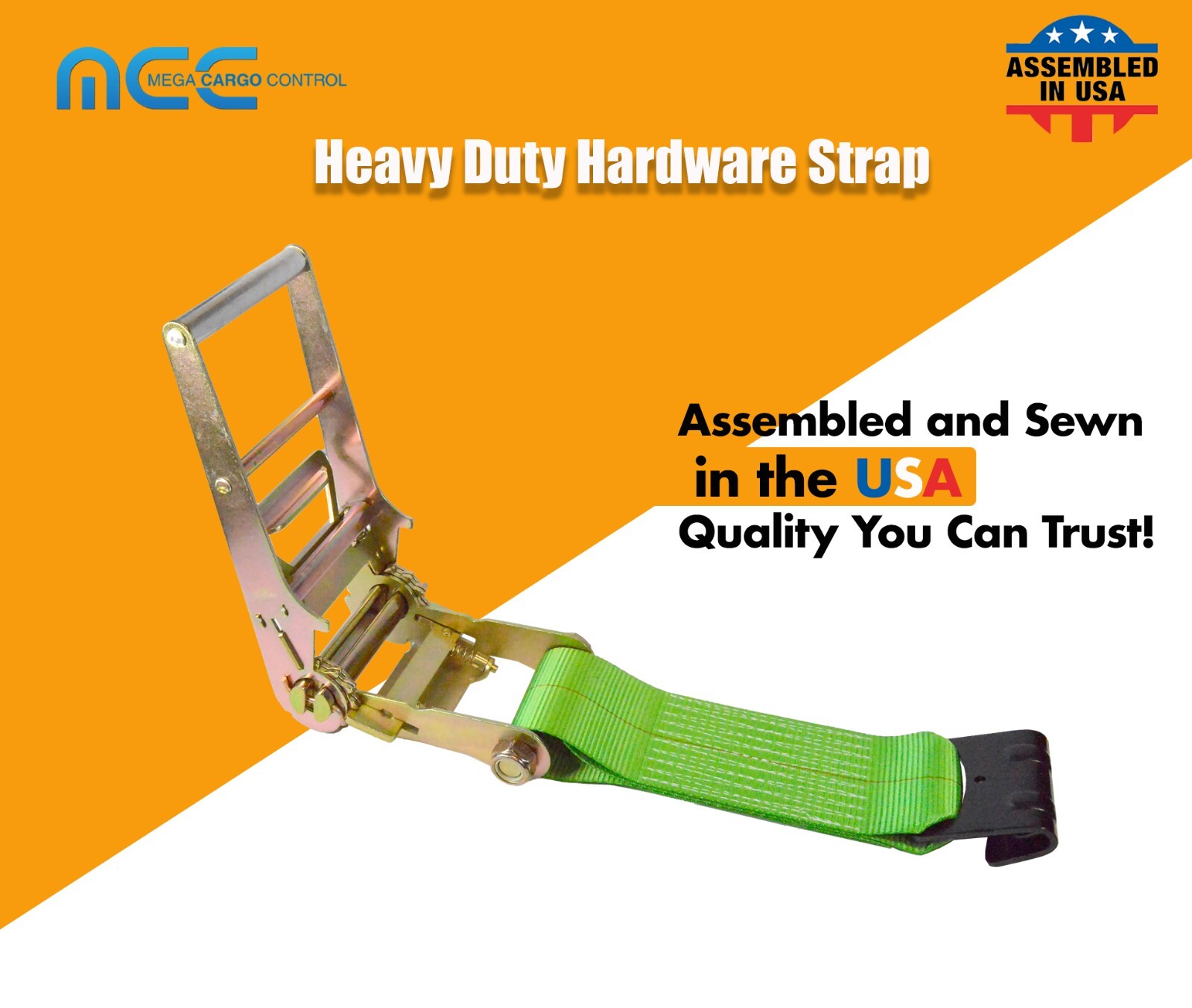 USA 3" & 4" Ratchet Tie Down Short Fixed End Strap w/Flat Hook for Flatbed Truck