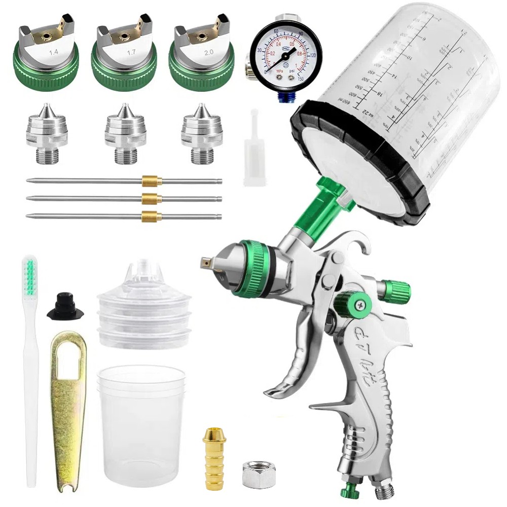 HVLP Air Paint Spray Gun Kit for Automotive Car Auto Primer 1.4/1.7/2.0MM Nozzle