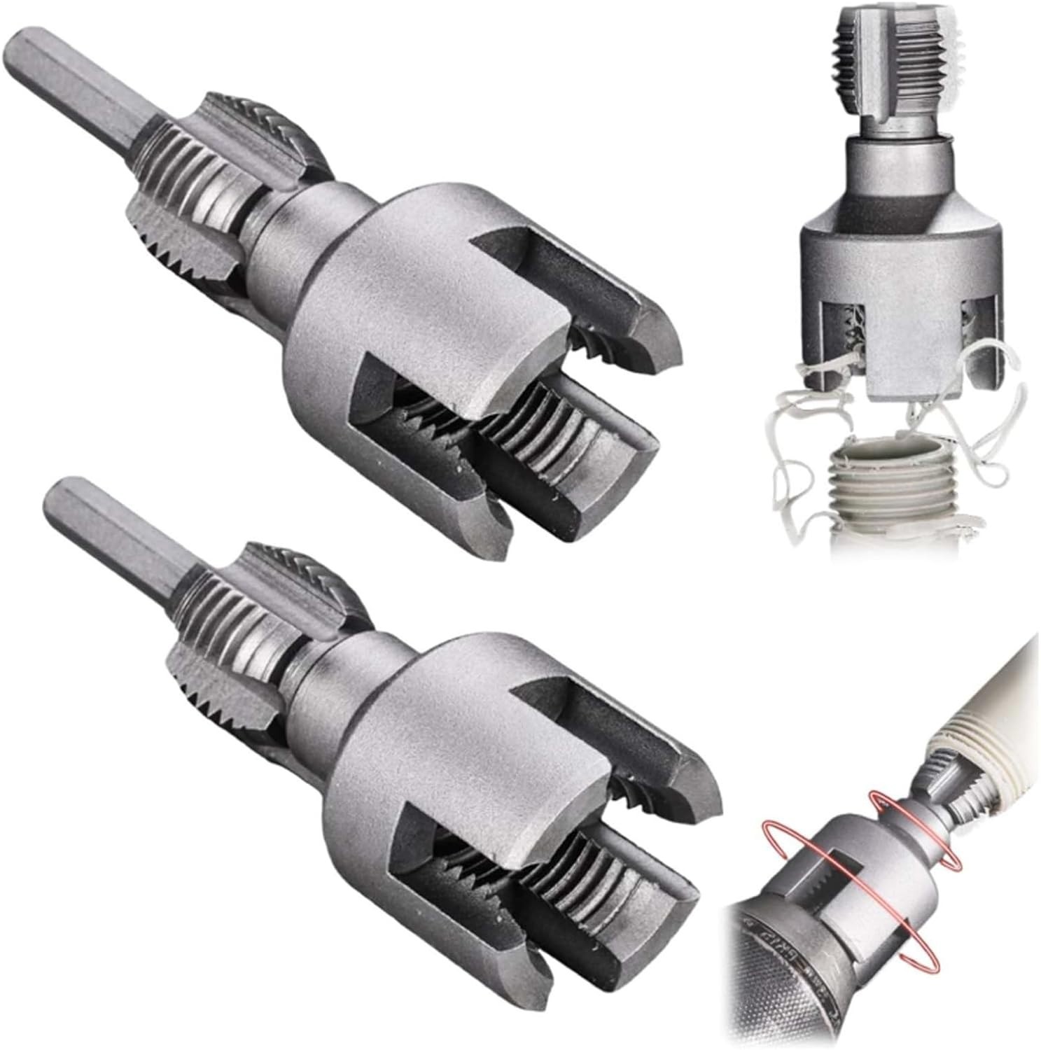 2Pcs 1/2'' 3/4'' Water Pipe Threading Tool Integrated Internal & External Pipe