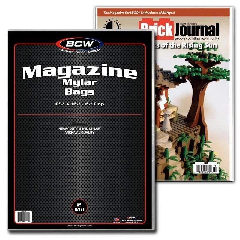 New (10 ct) BCW Magazine Bags Mylar 2mm & Backing Board-Combo Pack-AcidFree