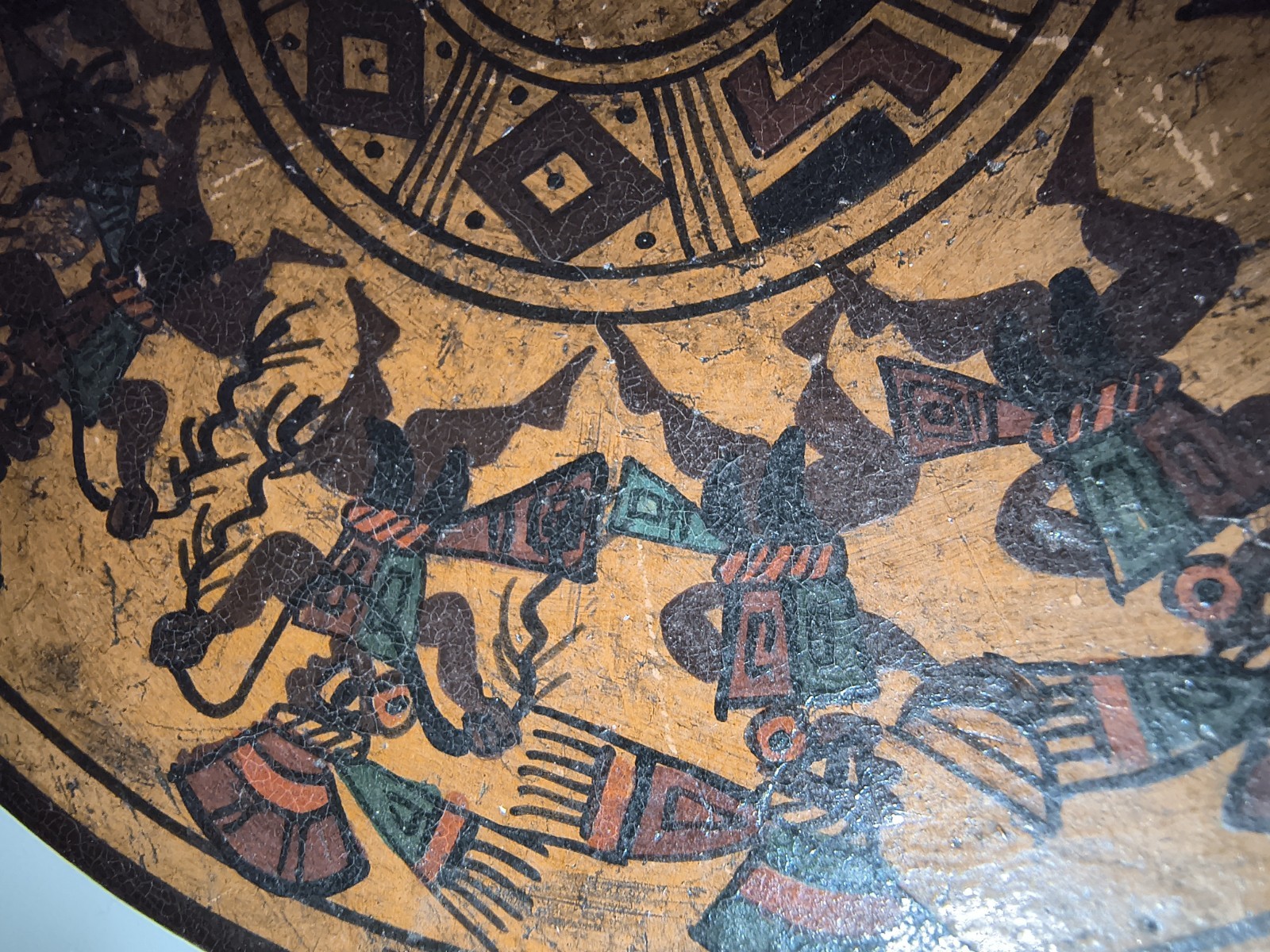 Chinchero Cusco Peru 6" Hand Painted Wall Hanging Plate With Llama & Dancing Men