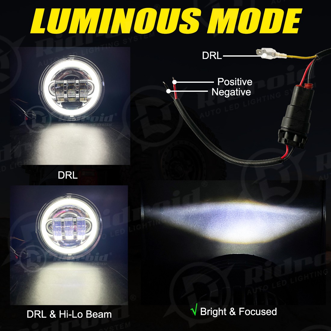 Halo 4.5" Passing Turn Signal Lamp Driving Fog Spot Lights For Harley Motorcycle