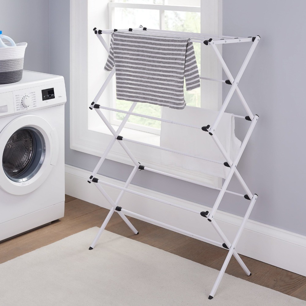 Mainstays Expandable Steel Laundry Clothes Drying Rack, White