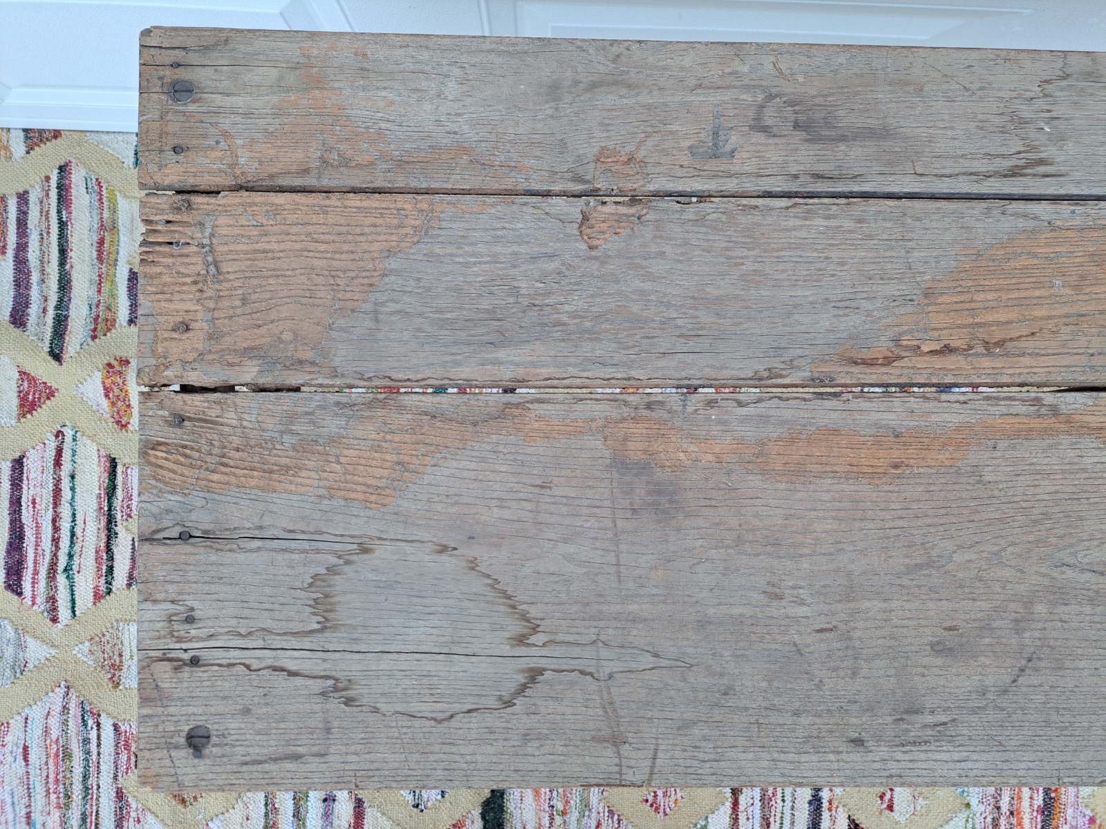 Antique Oak Folding Table No. 1 Primitive Distressed Needs Work