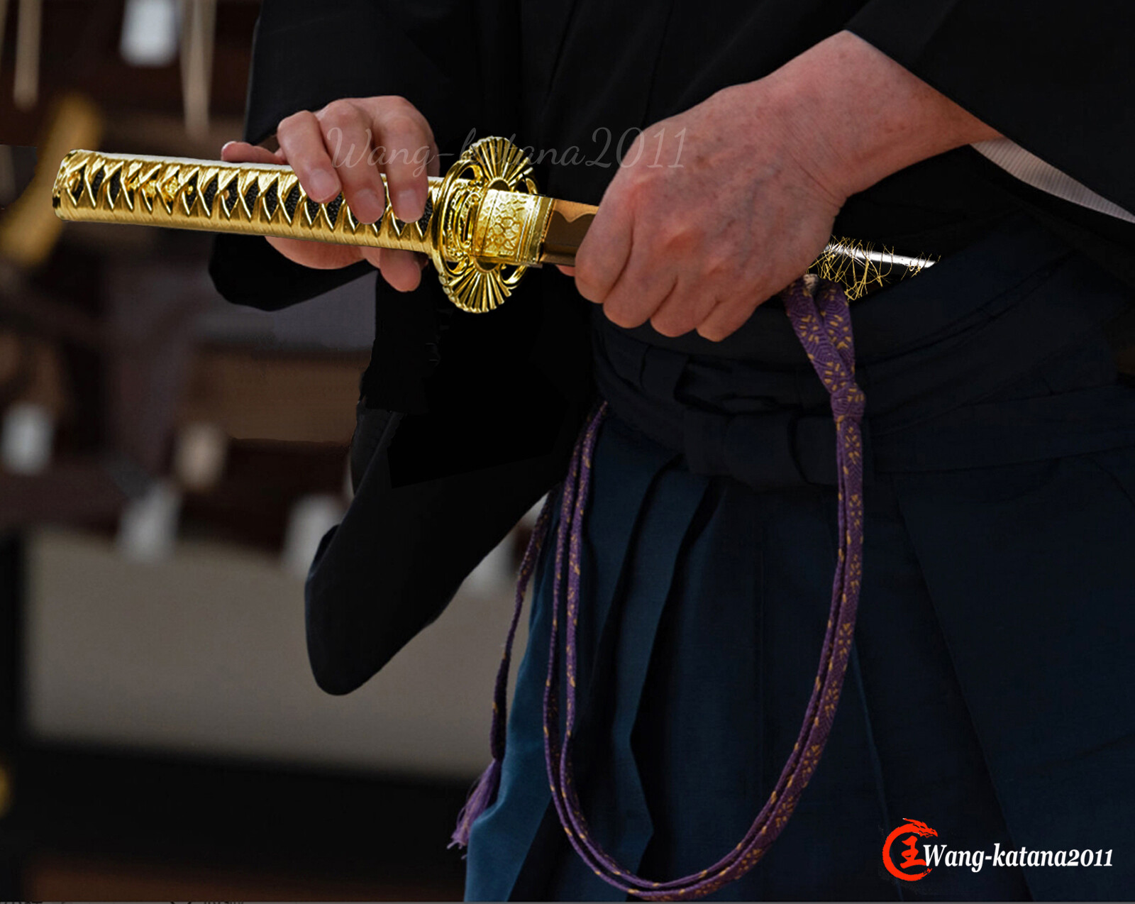 All Gold Katana 1095 Steel Sharp Battle Ready Japanese Samurai Functional Sword