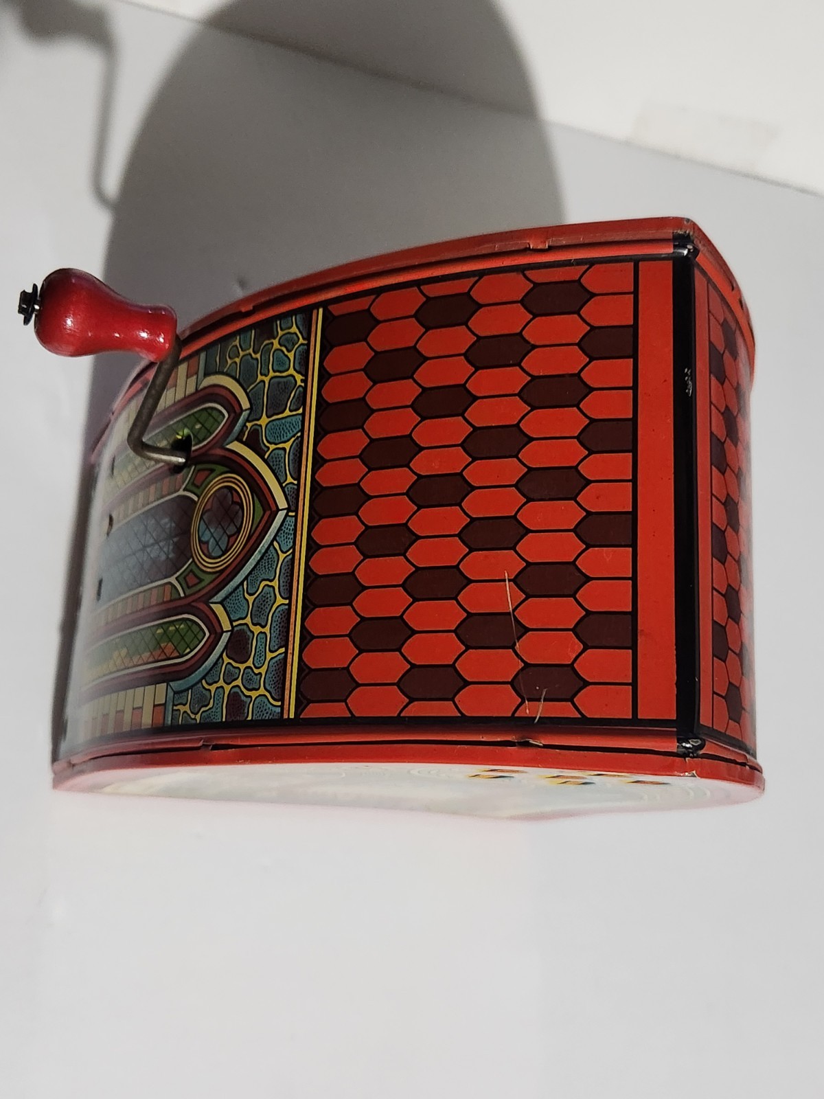 Old Chein Tin Wind Up Musical Cathedral Church Organ With Box