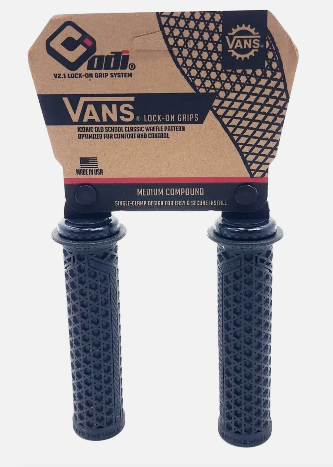 BLACK ODI VANS V2.1 LOCK ON GRIPS W/PLUGS BMX MTB GRIP BICYCLE BIKE NEW