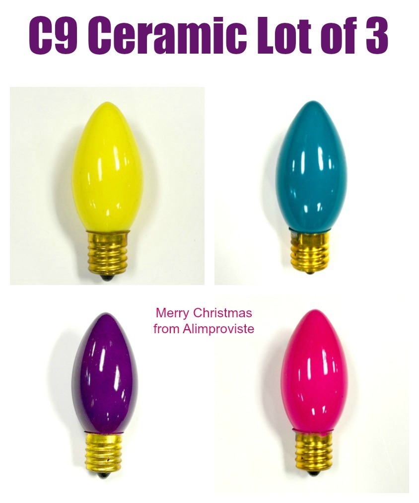 3-PK C9 Traditional Light BULB Christmas Yellow Teal Purple Pink FUN NEW 1630-