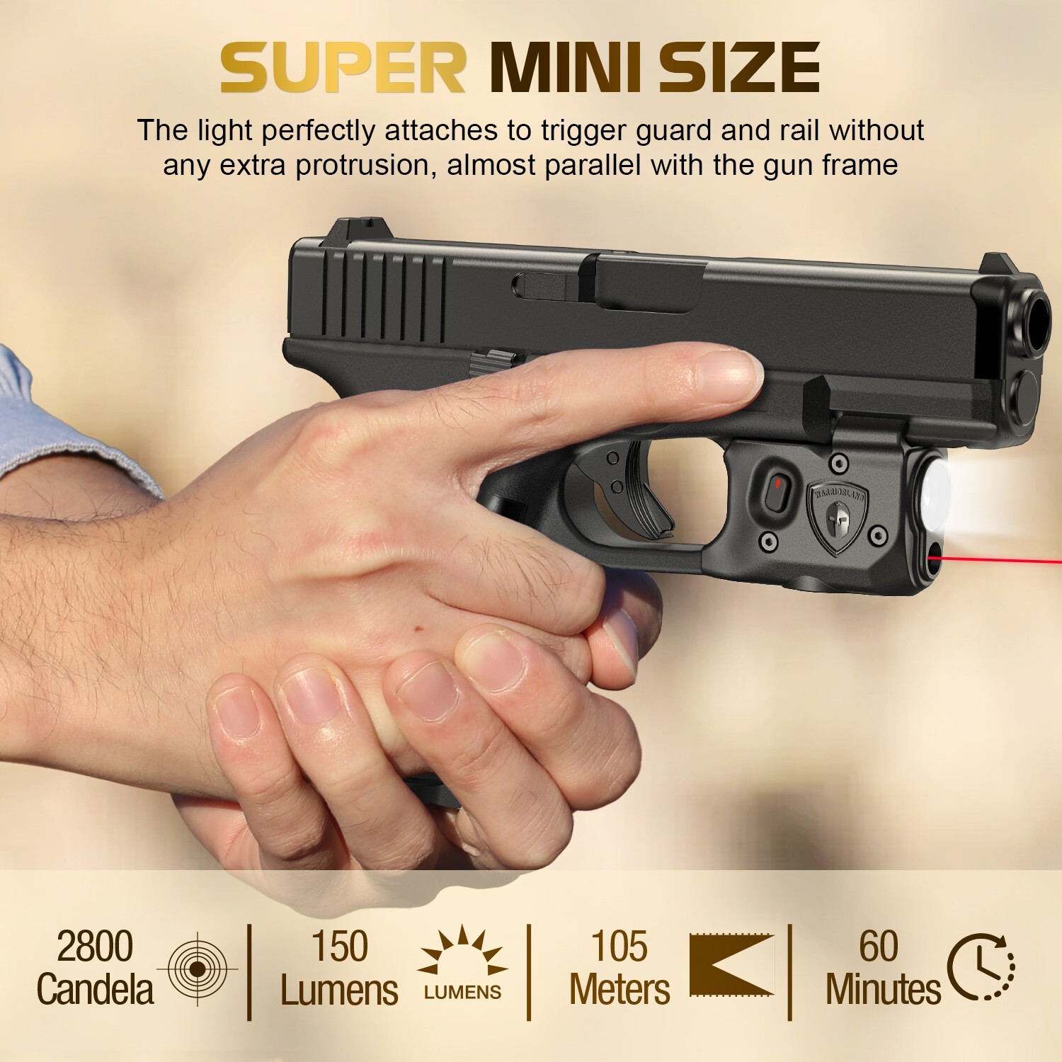 TSG LED Flashlight with Red Laser Combo Fits Glock 17/19/22/23/31/32/19X/44/45