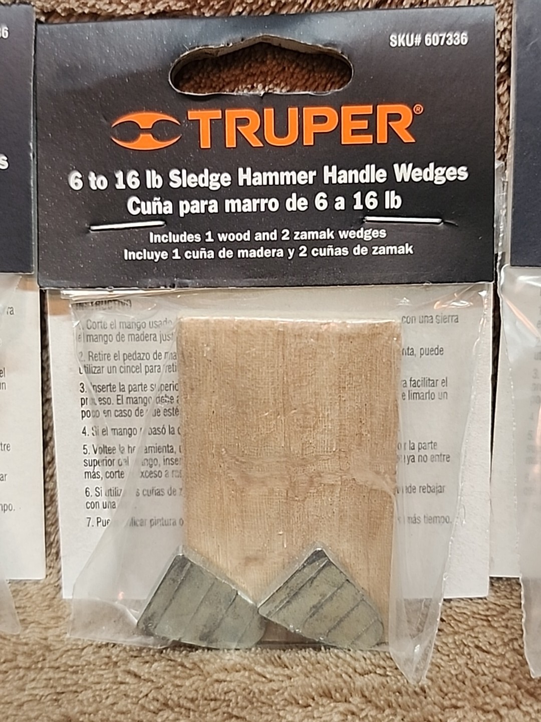 Lot of 6: TRUPER 6 to 16 lb Sledge Hammer Handle Wedges, w/ 2 Zamak #607336