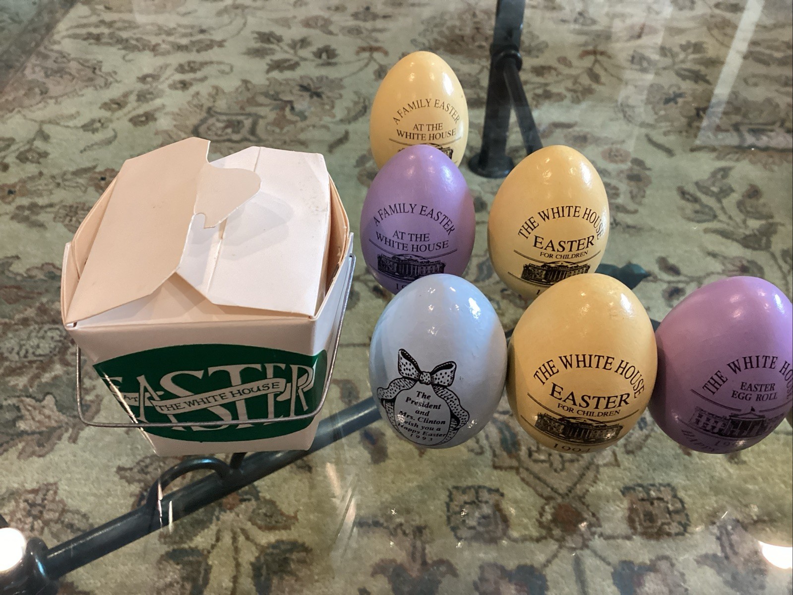 11 Clinton White House Easter Eggs 1993-2000 Incl. (3) 1993 & Box (See Listing)
