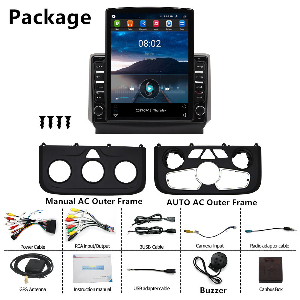 Car Stereo Radio For Apple Carplay Fit For Dodge RAM 1500 2500 2013-2019 GPS BT