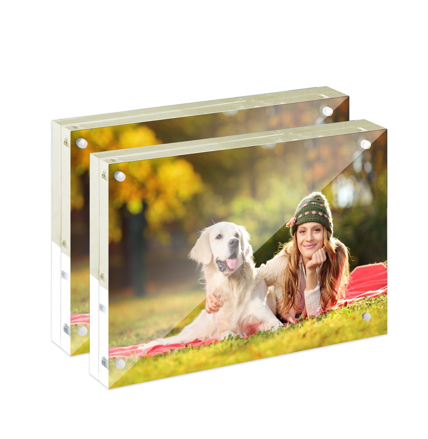 2PCS 5x7" Acrylic Picture Frame Magnet Double Sided 10+10MM Plexiglass Clear.