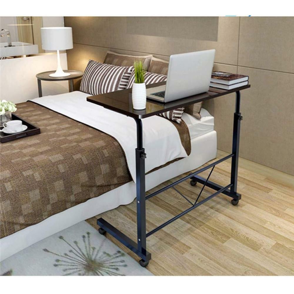Height Adjustable Rolling Laptop Desk Over Sofa Bed Notebook Table Stand Black