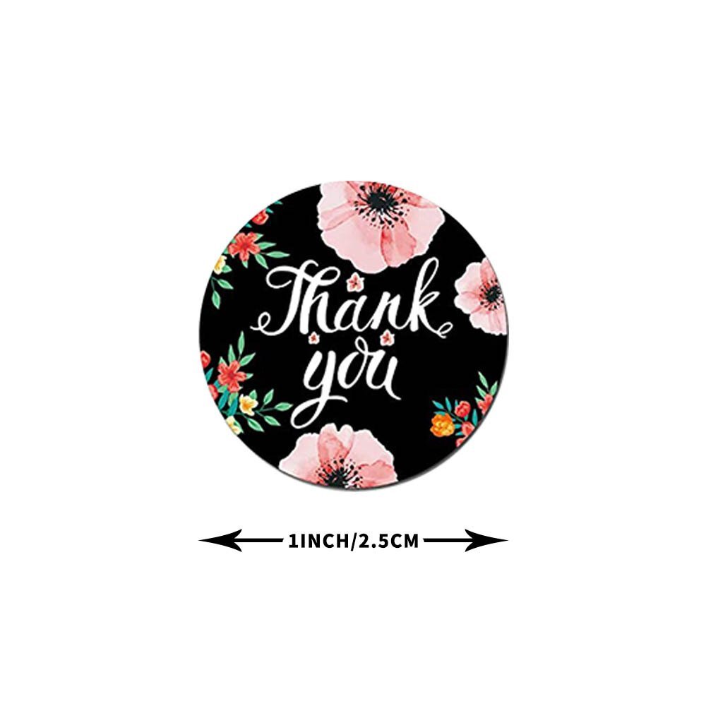 2 Roll of 1000Pcs 1" Thank You Stickers Handmade DIY Party Flowers Round Labels