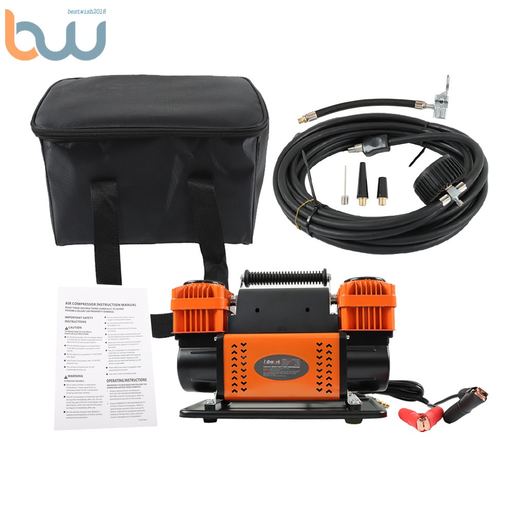 Portable 12v True Dual Air Compressor 10.6 CFM For Truck Tires RV 70 dB