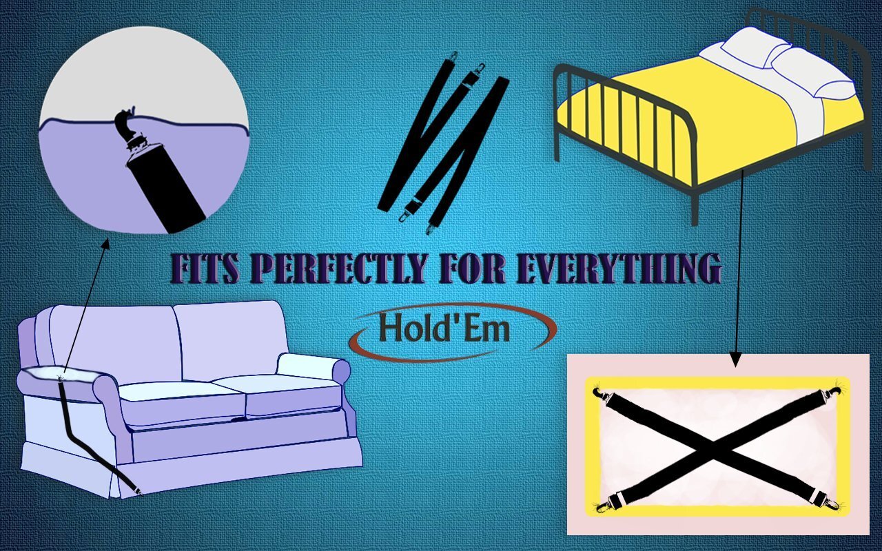 2x Bed Sheet Fastener Adjustable Elastic Suspenders Straps Covers Clips Gripper