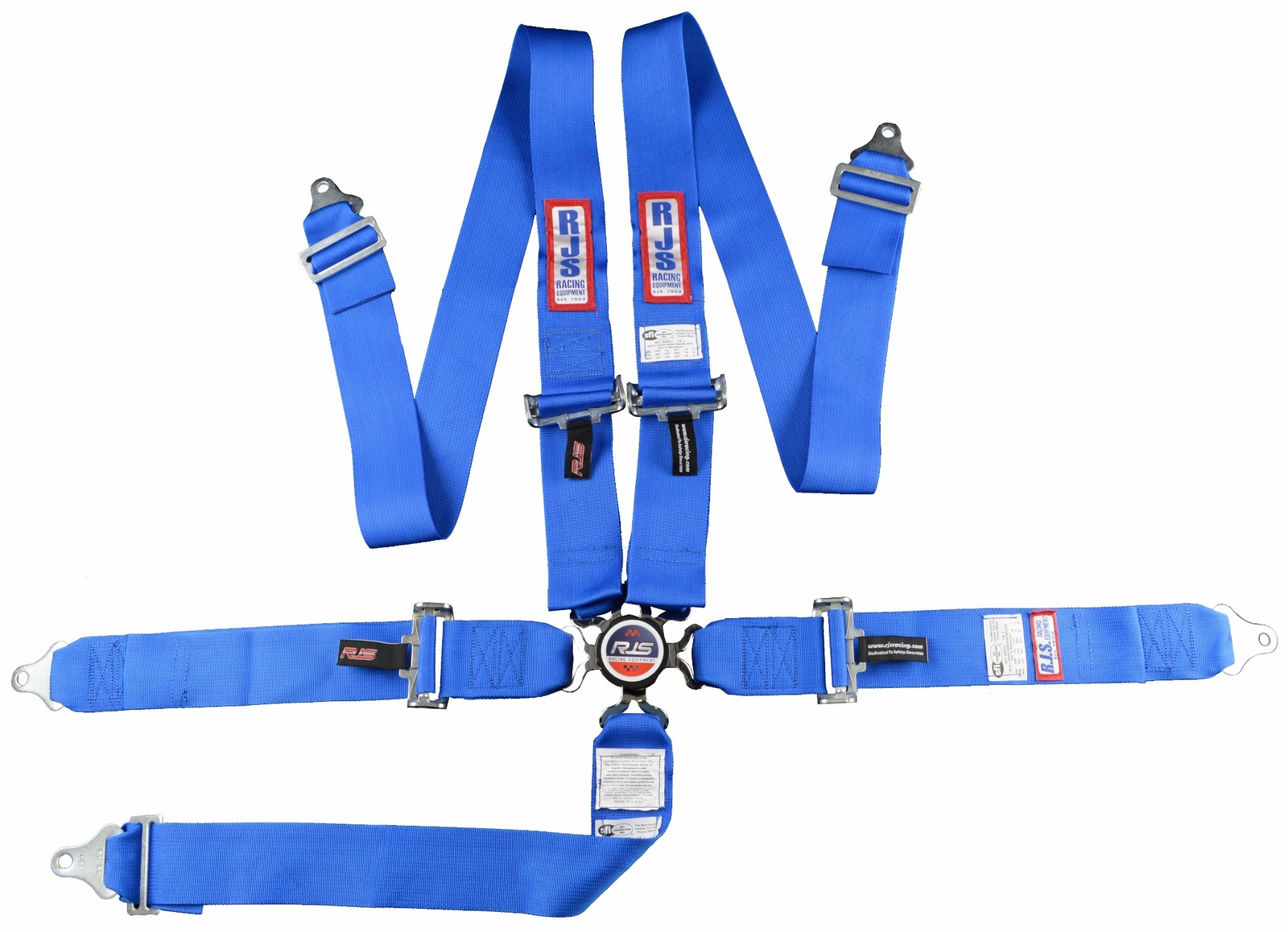 RJS RACING SFI 16.1 CAM LOCK 5 POINT SEAT BELT HARNESS FLOOR MOUNT BLUE 1034903