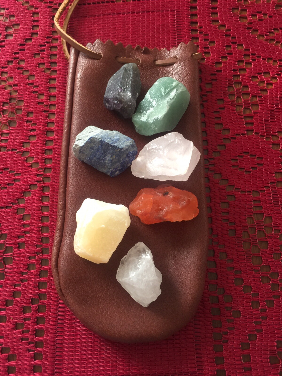 Leather Drawstring Pouch Hand Made In U.S.A. Coins, Crystals, Eye Glass Case NEW