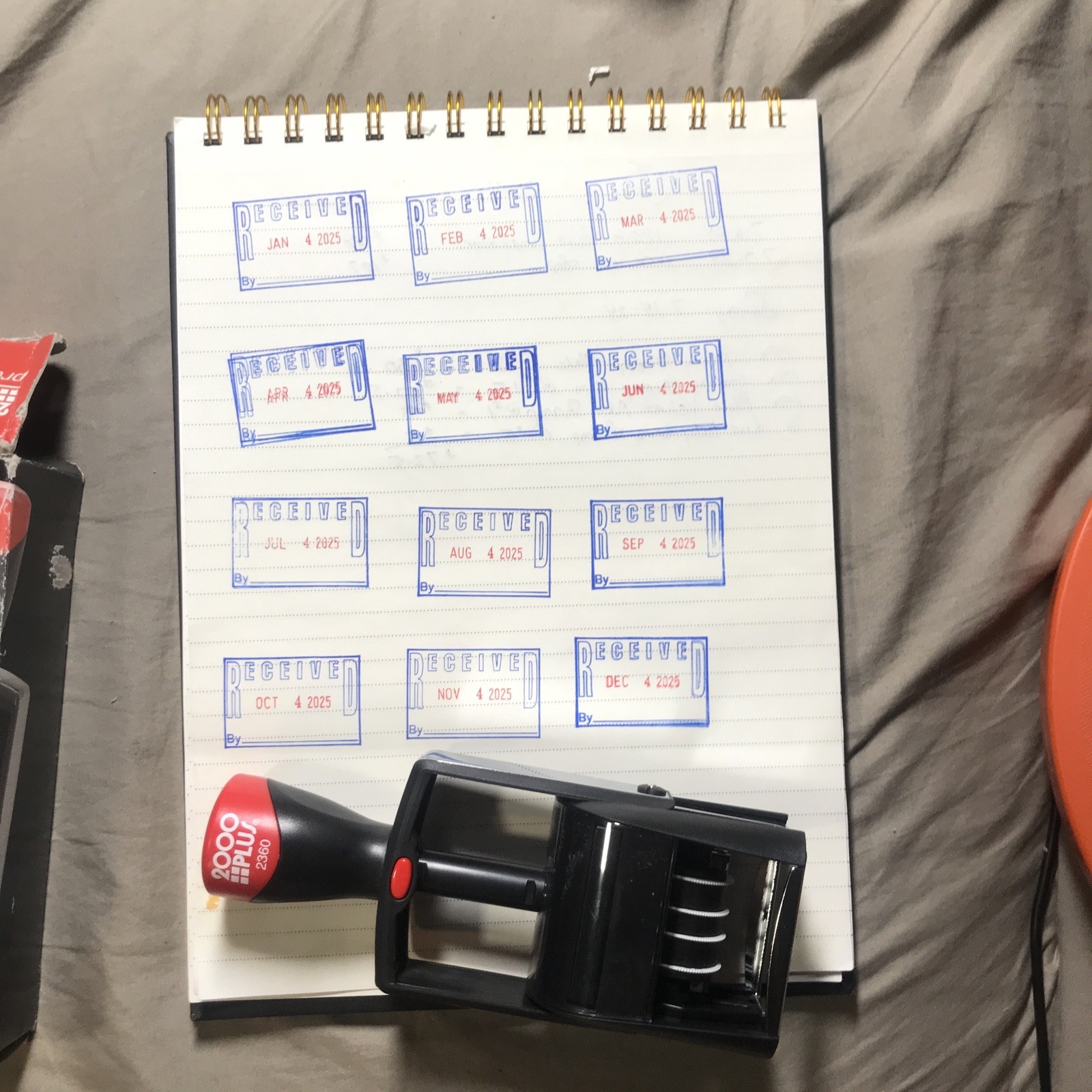 Used 2000 Plus Classic Line Premium Self Inker Date Stamp Black /open Box