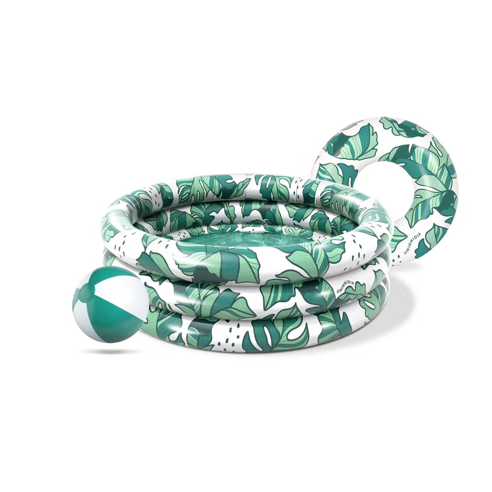 MINNIDIP Bundle Pool Beach Ball Ring Float 125 gal Round Kiddie Pool