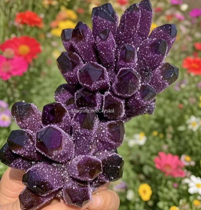 300G+Rare Dark Purple Quartz Cluster Raw Rock Amethyst Geode Home Reiki Decor