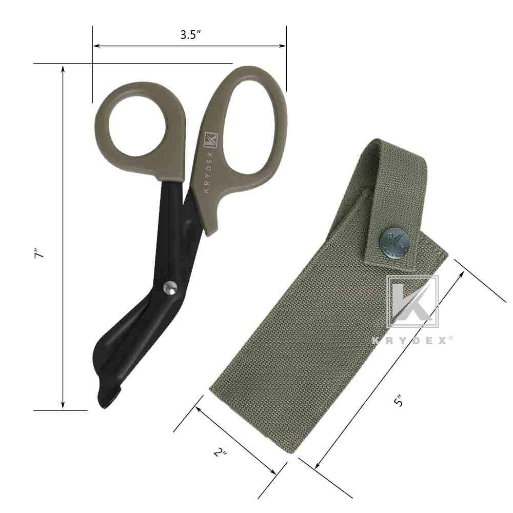 KRYDEX Medic Hand Pouch & Shears Tactical Shear Pouch Scissors Sheath MOLLE Back