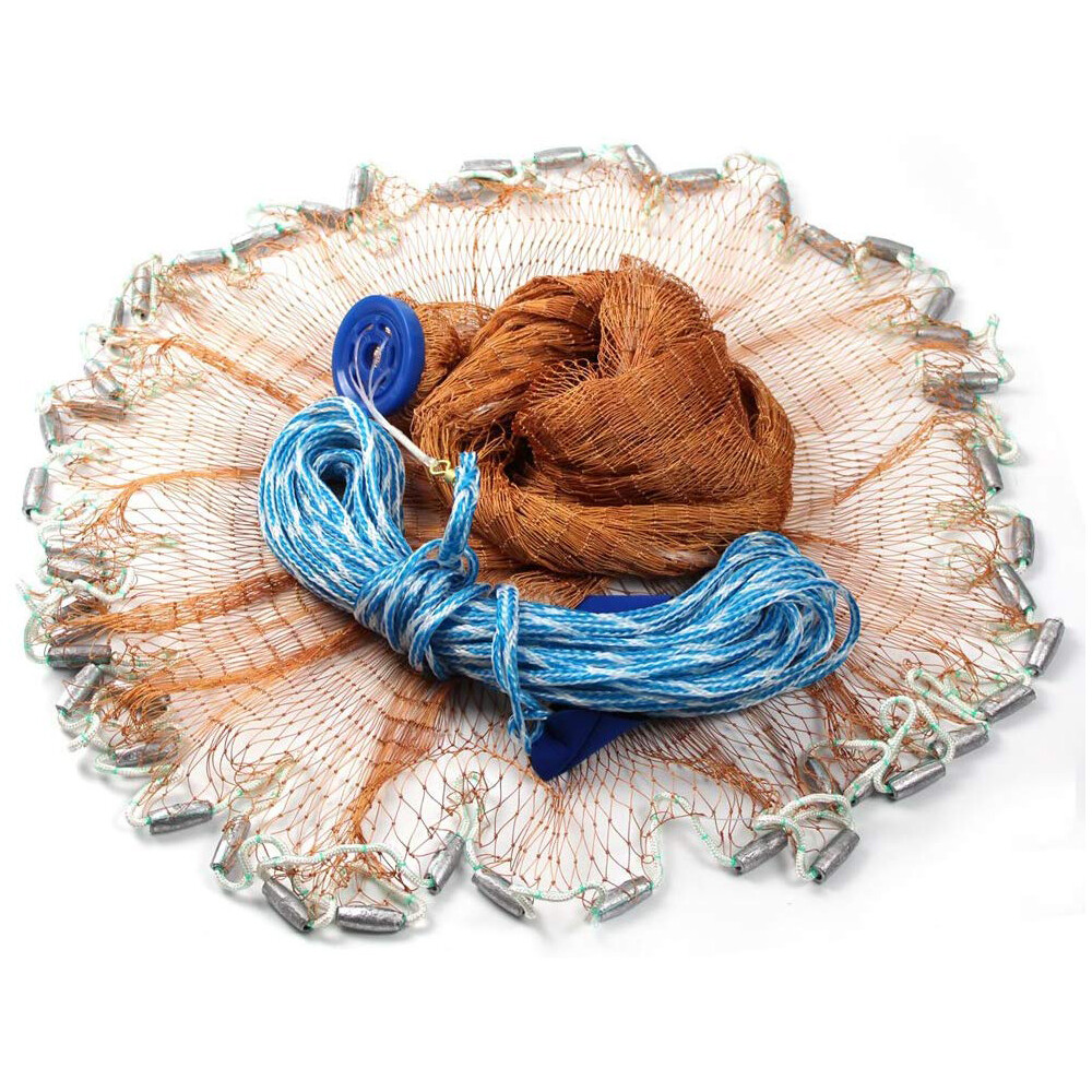 Heavy Duty Fishing Cast Net Bait Easy Throw Hand Cast Strong Tire Trap Line Mesh